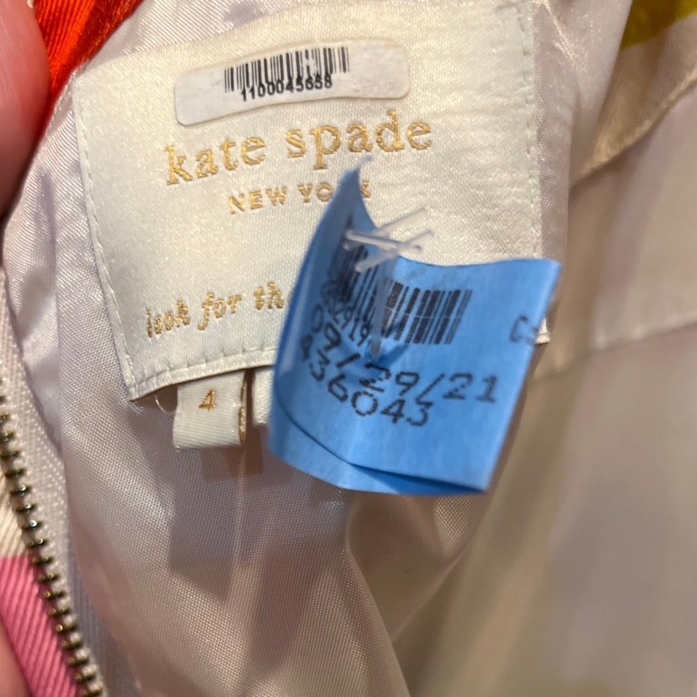 kate spade | Jillian | Lined Silk Rainbow Stripe Dress w Front Pockets & Bow - Picture 11 of 15